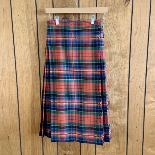 Vintage Girl's 1970s Macpherson Clan Ancient Tartan Kilt Midi Skirt Size 10