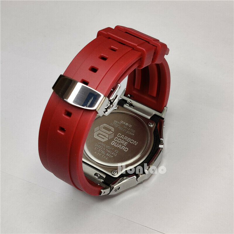 For GA-2100 2110 Watch Strap+Case Adapter Metal 2rd Bezel Rubber Watch Band Tool