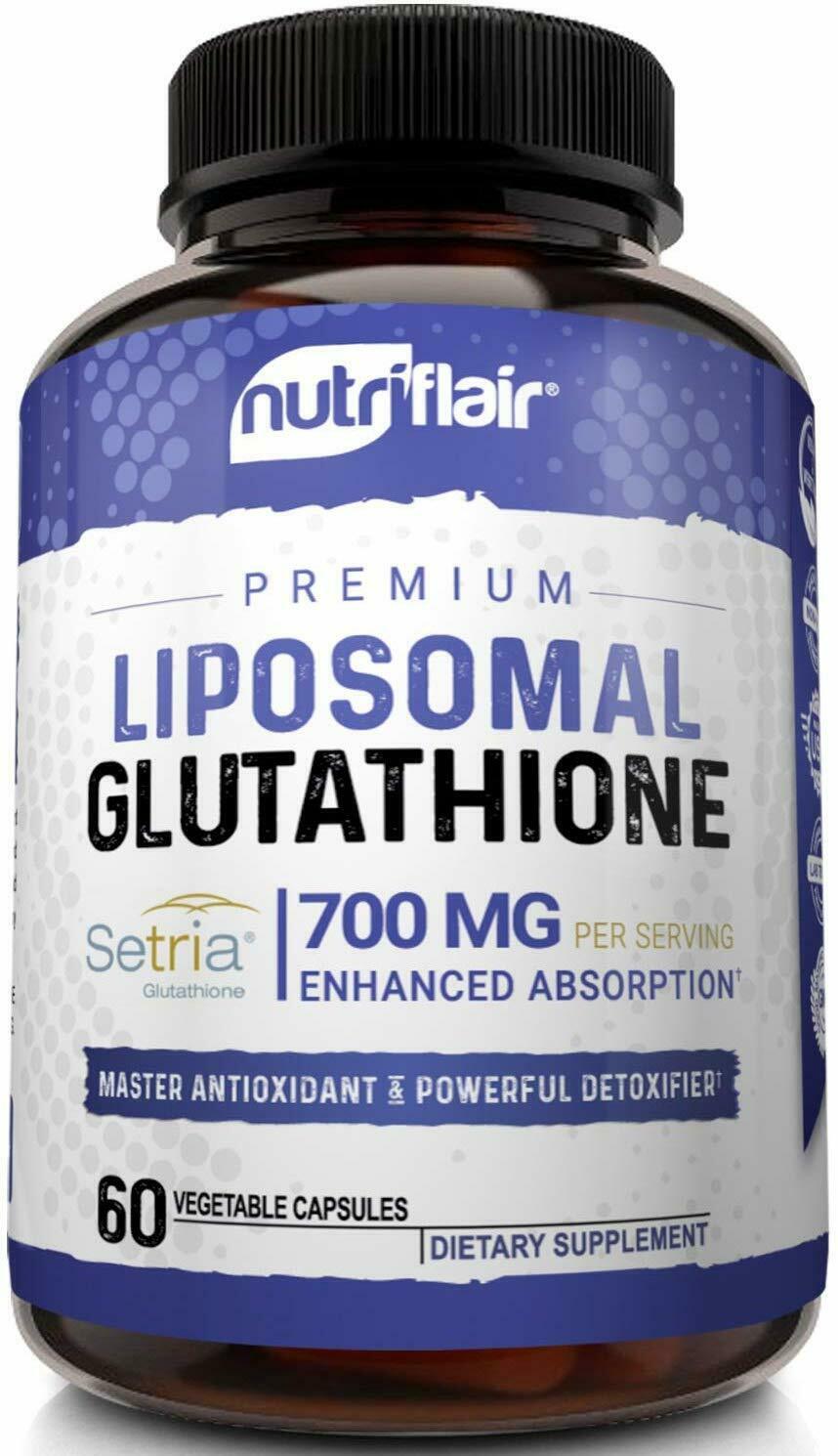 NutriFlair Setria Liposomal Glutathione 700mg - Pure Reduced L-Glutathione Detox