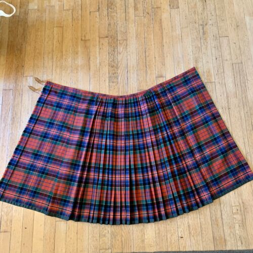 Vintage Girl's 1970s MacPherson Clan Ancient Tartan Kilt Midi Skirt size 10
