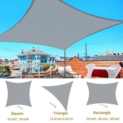 Sun Shade Sail Outdoor Canopy Top Cover Uv Block Triangle Square Rectangle Grey