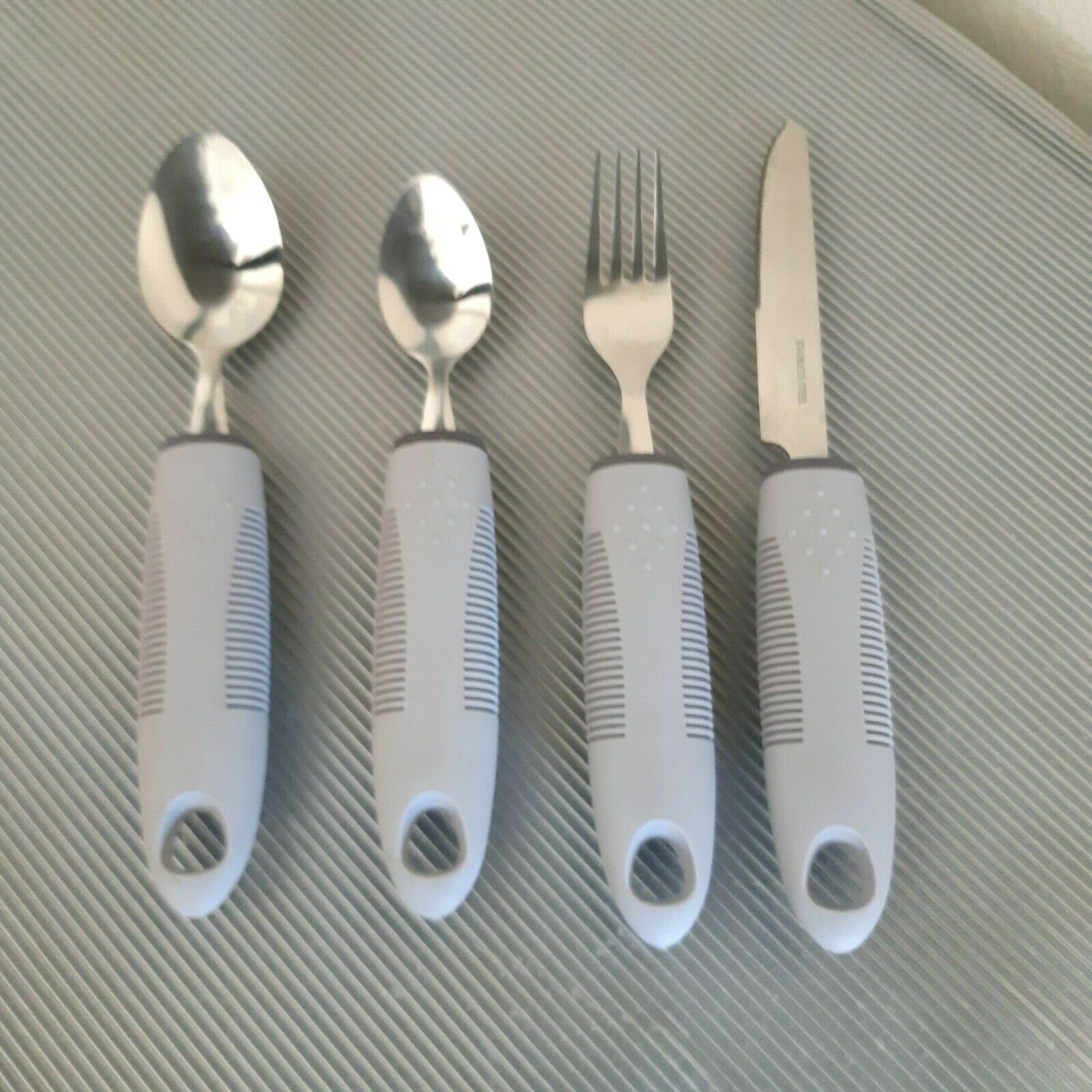 4 Adaptive Unweighted Flatware Utensils Spoons Fork Knife Rubber Handles
